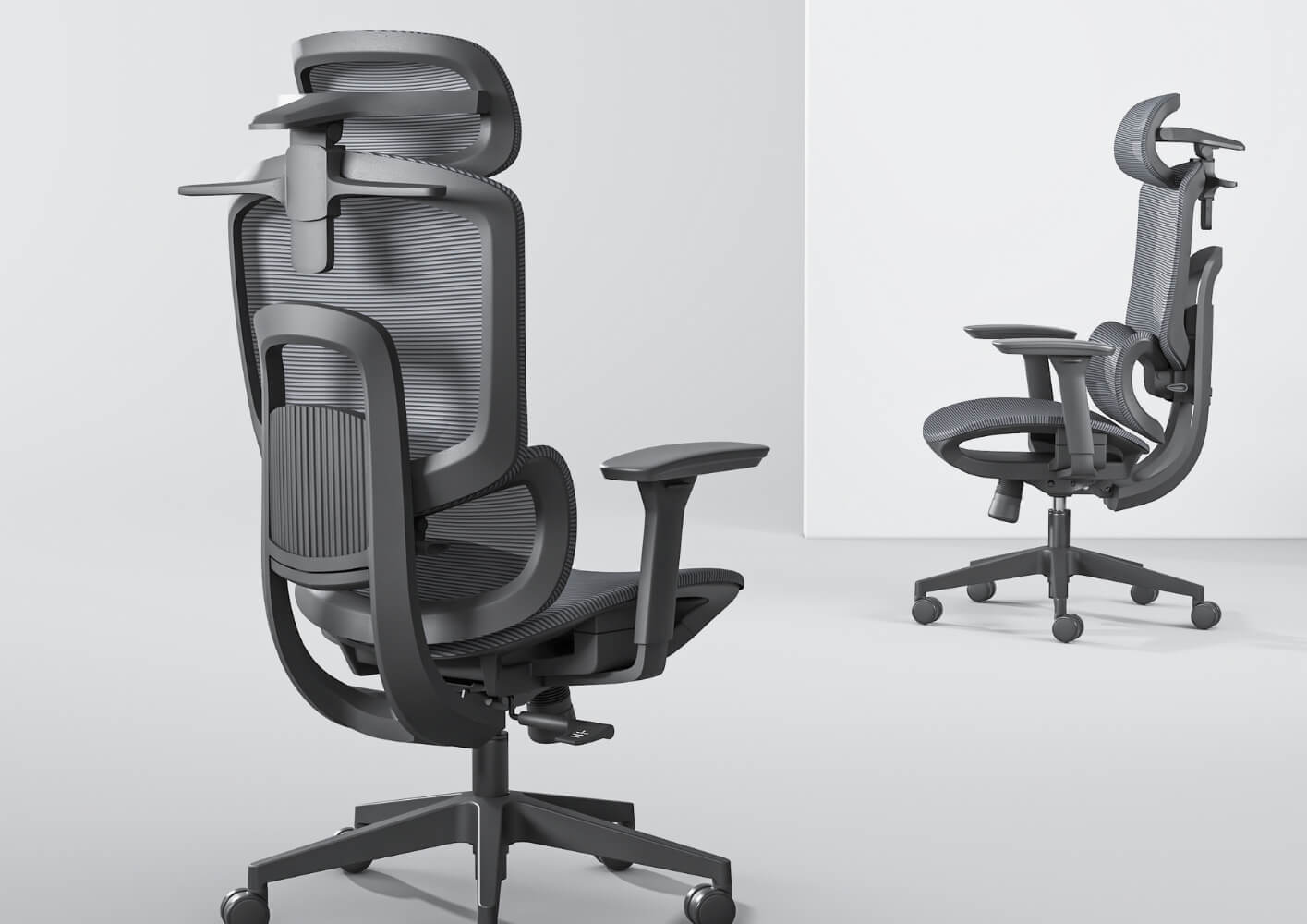 Silla ergonómica que permite ajustar la altura y el soporte lumbar de Modernismo.cl para una postura perfecta.