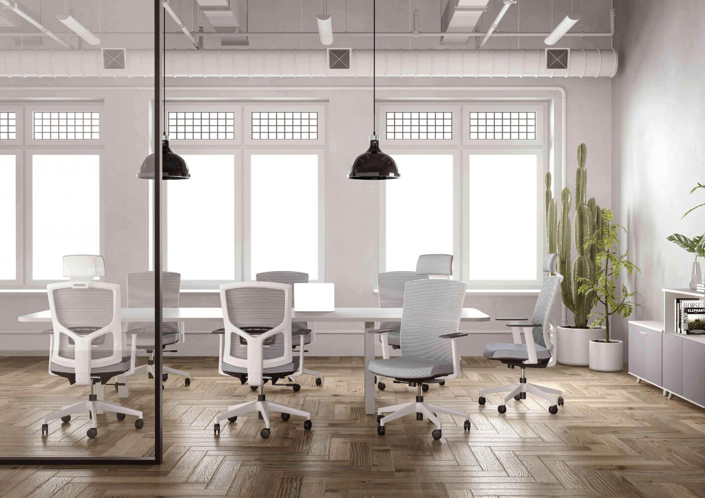 Oficina con escritorio amplio y ordenado de Modernismo.cl, en un home office minimalista que facilita el estado de Deep Work.