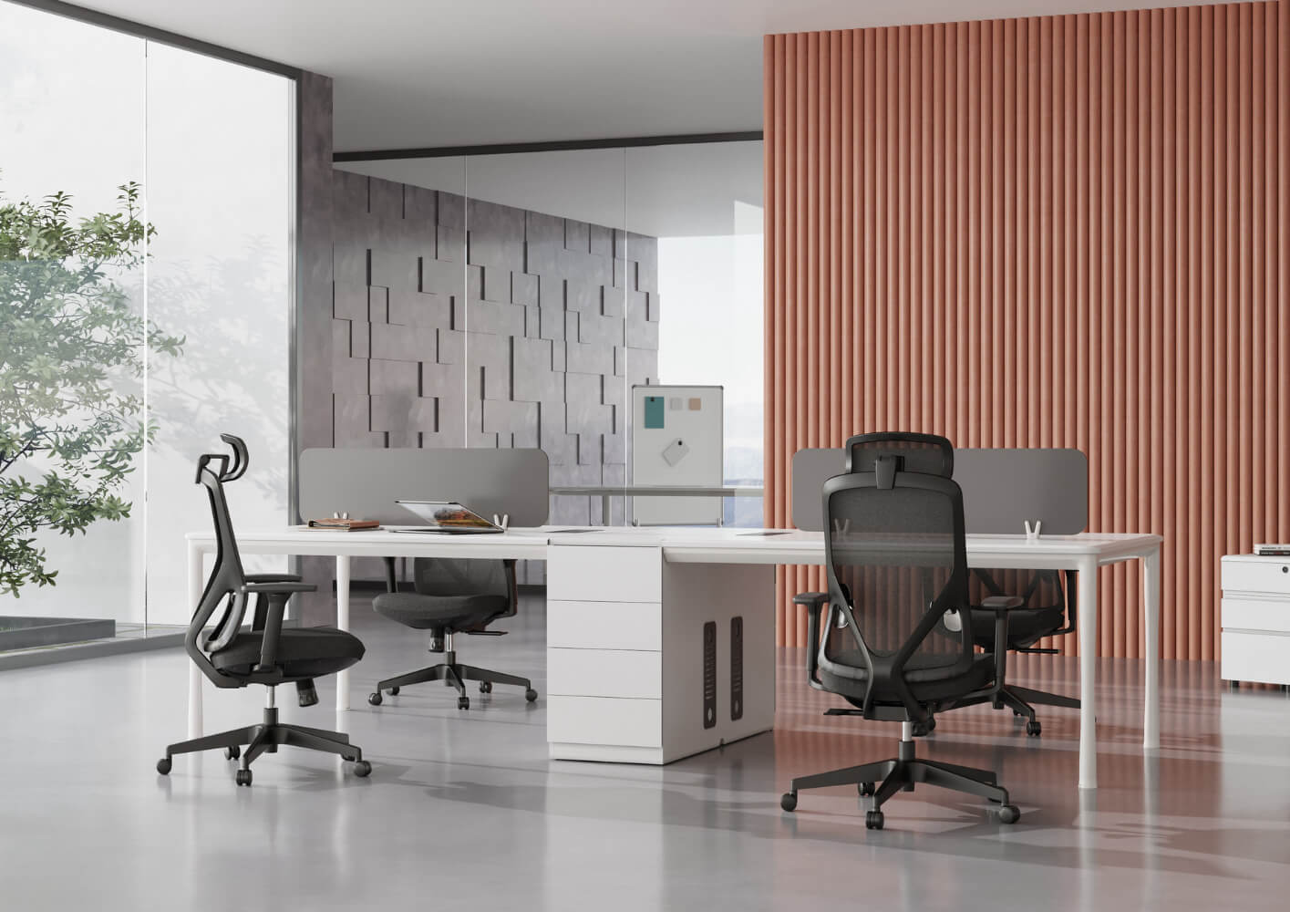 Oficina empresarial moderna con sillas ergonómicas