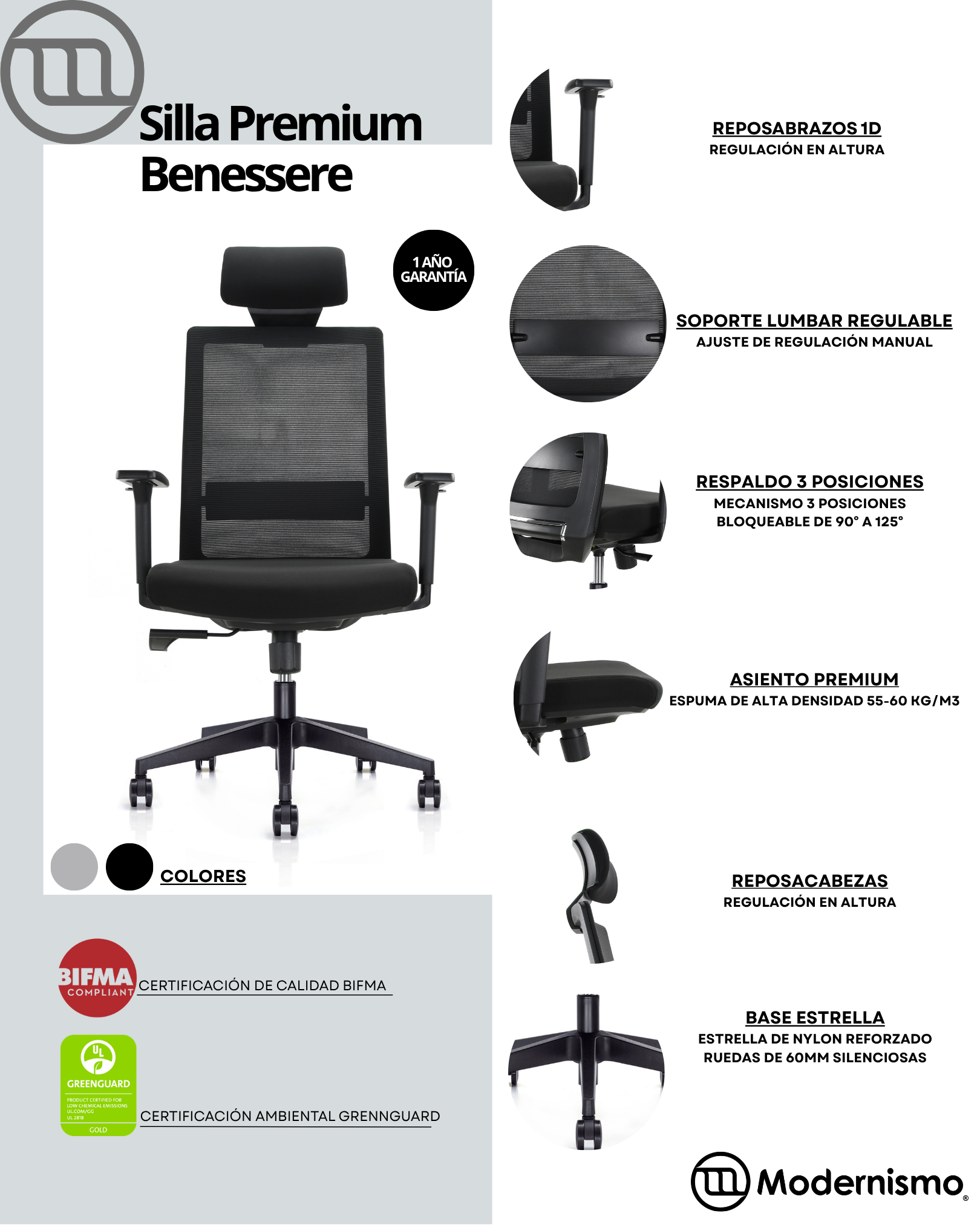 Silla Ejecutiva Premium de Oficina Benessere