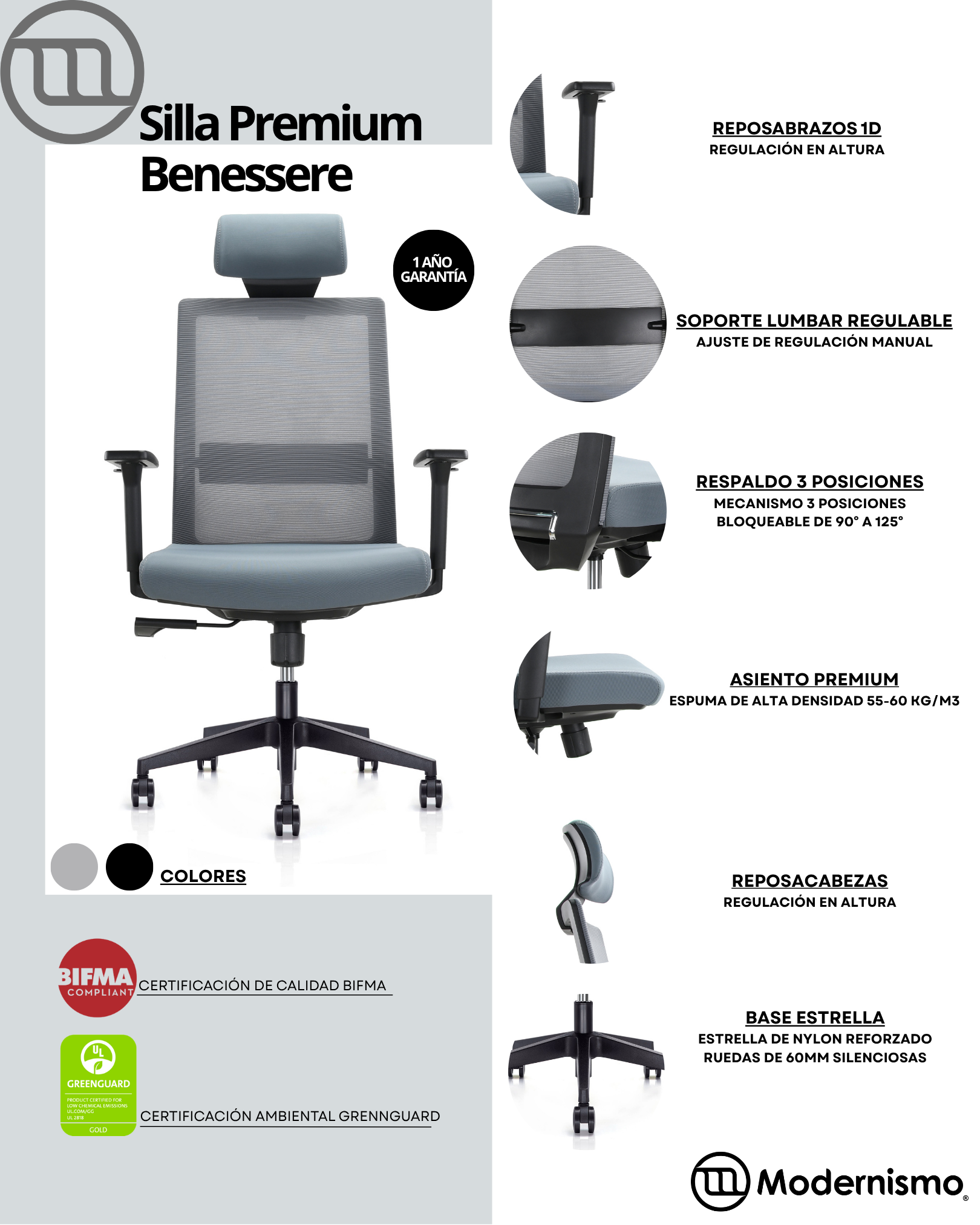 Silla Ejecutiva Premium de Oficina Benessere