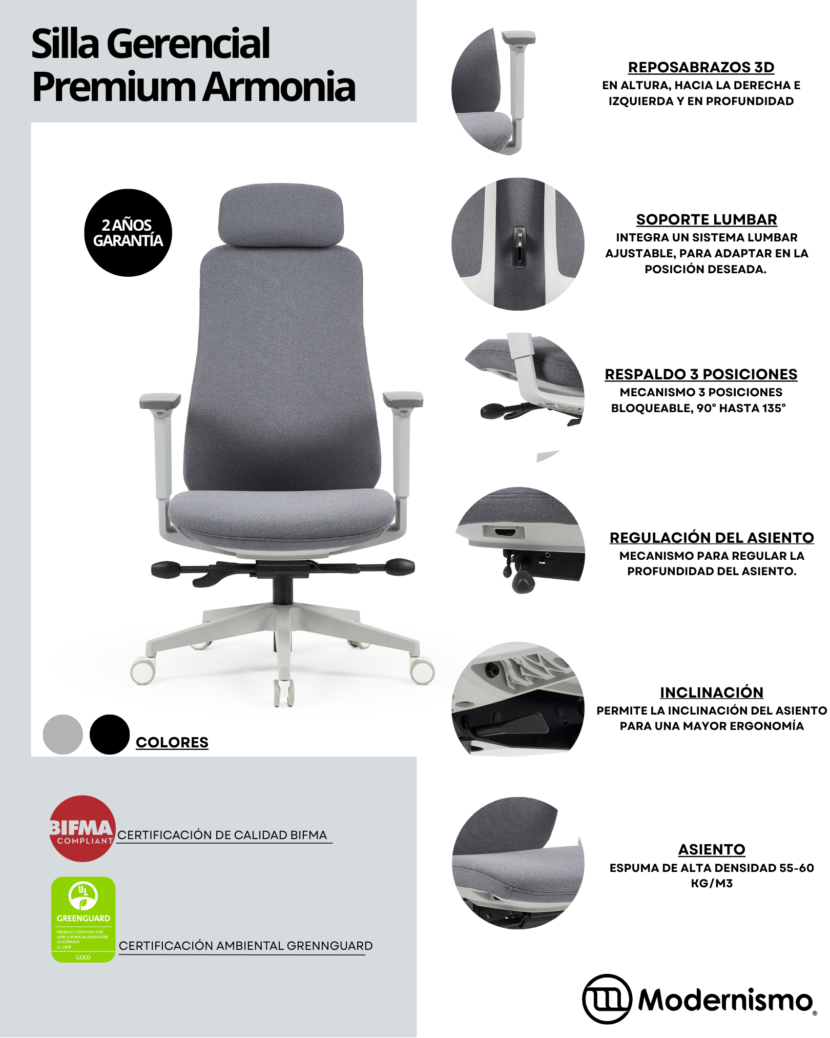 Silla Gerencial Premium de Oficina Armonia