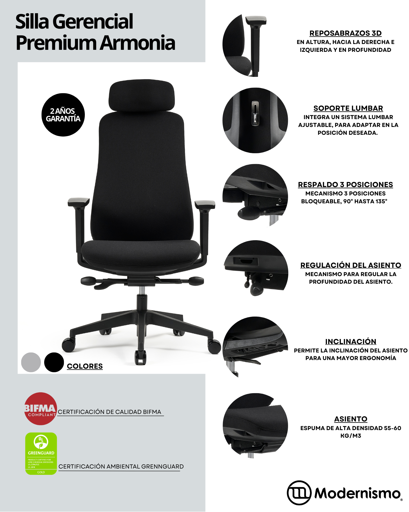 Silla Gerencial Premium de Oficina Armonia