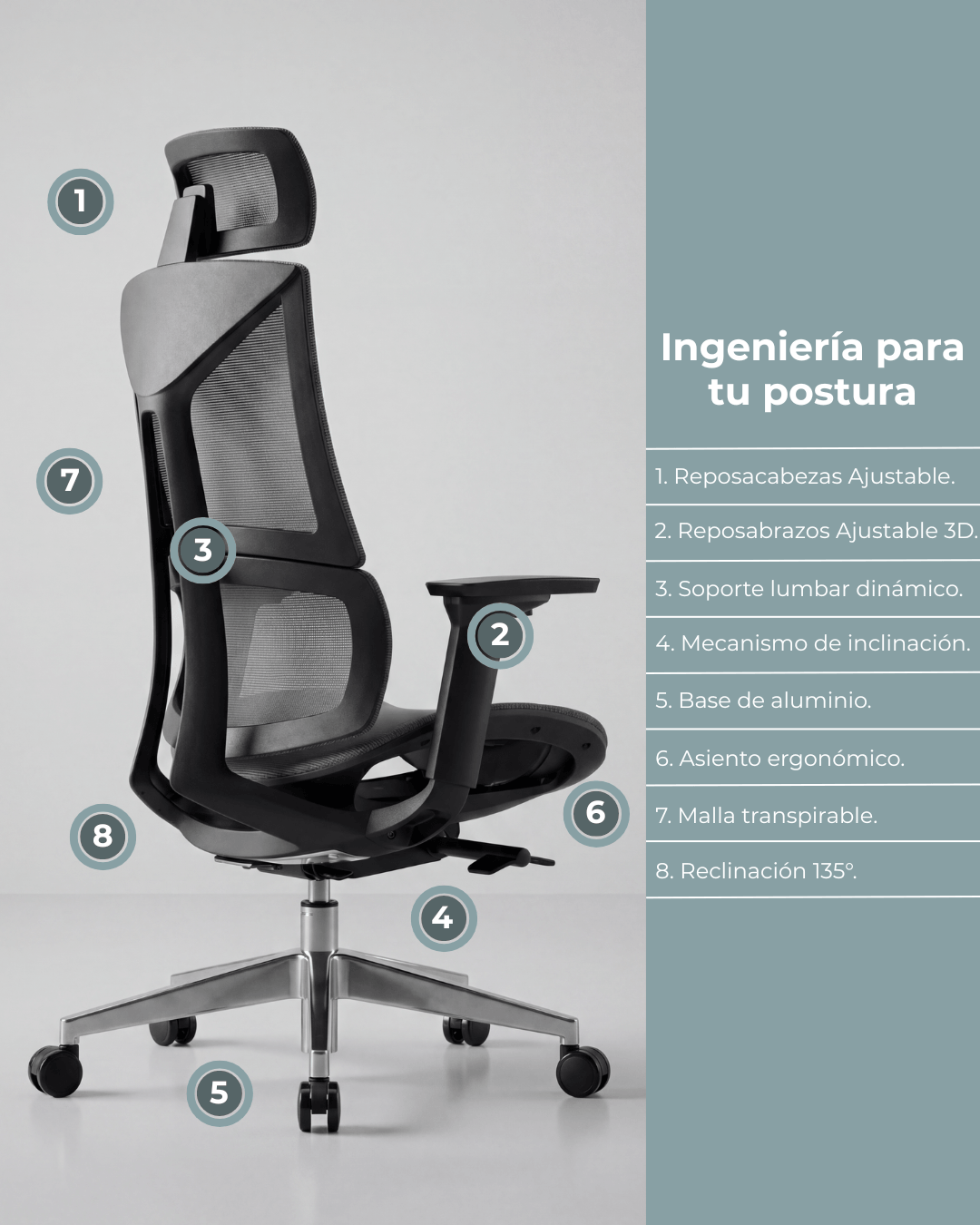 Silla Gerencial Premium de Oficina Serena