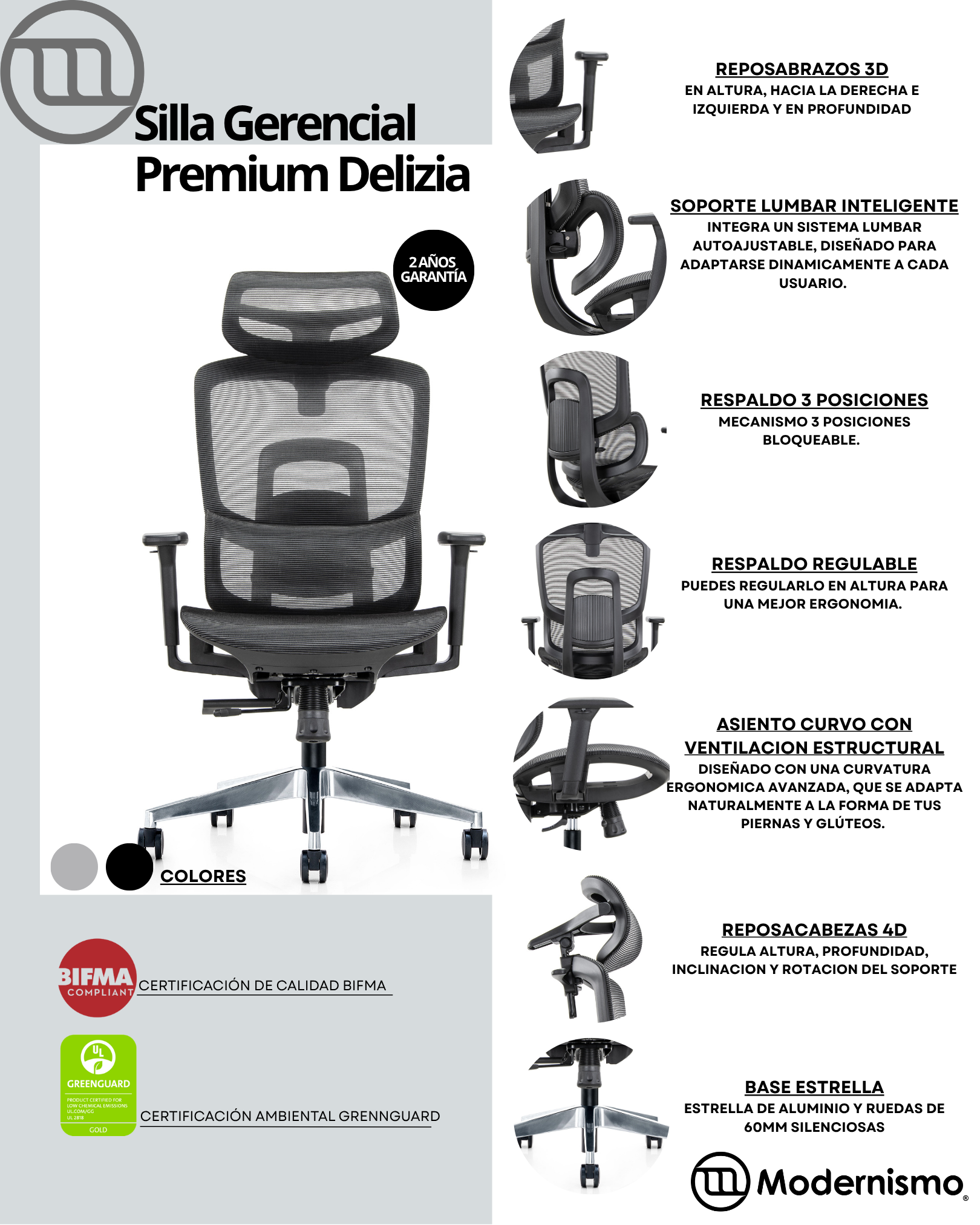 Silla Gerencial Premium de Oficina Delizia