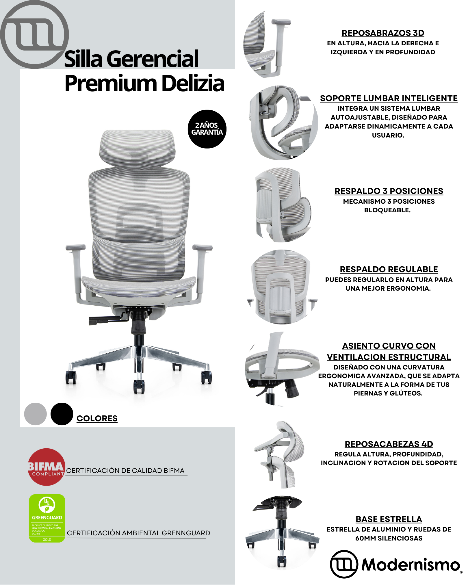 Silla Gerencial Premium de Oficina Delizia