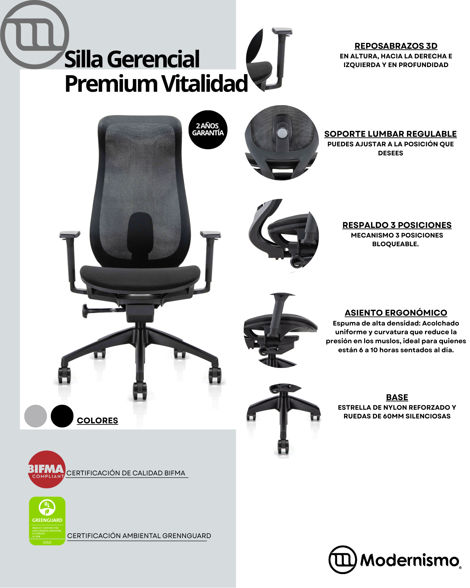 Silla Gerencial Premium de Oficina Vitalidad