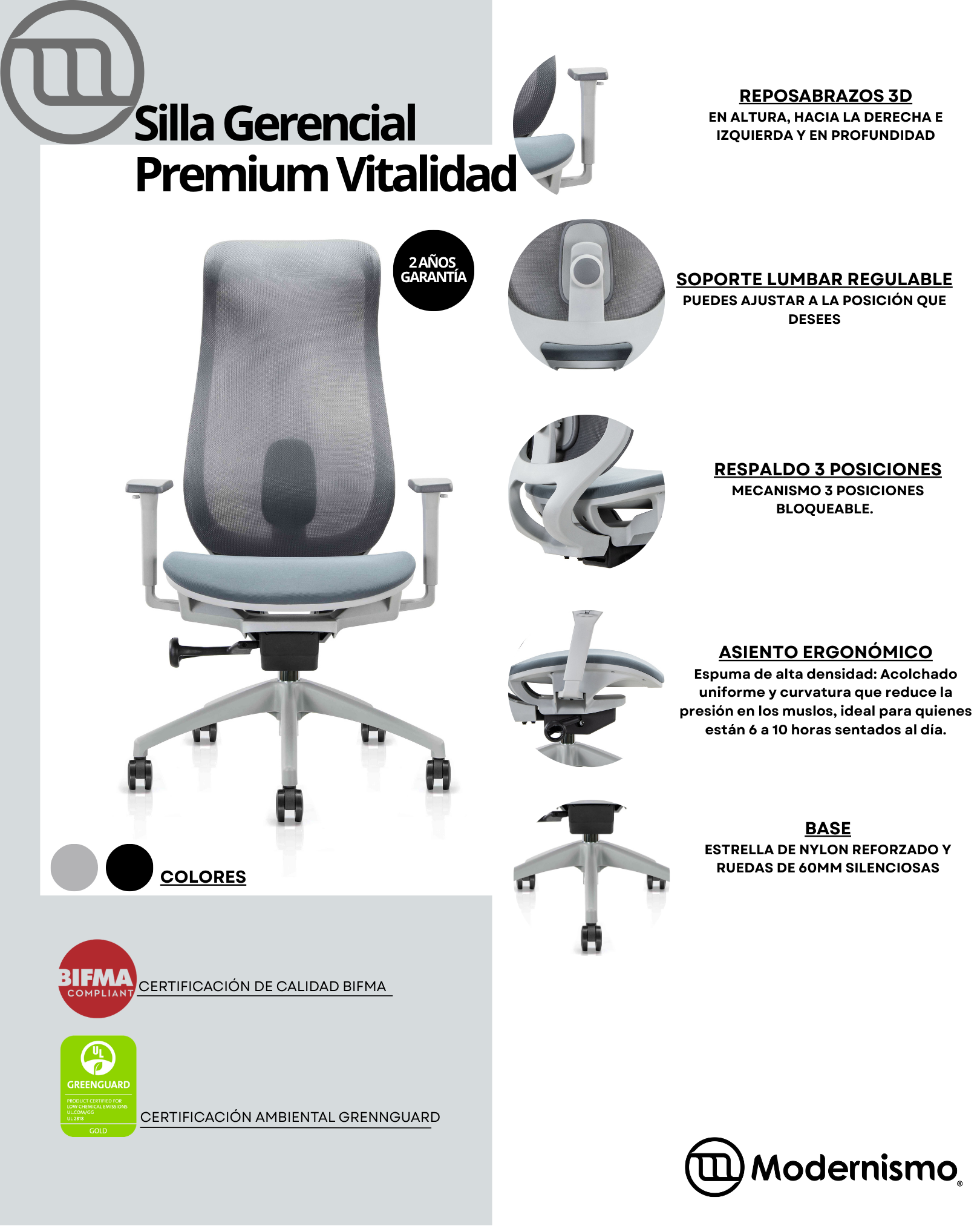 Silla Gerencial Premium de Oficina Vitalidad