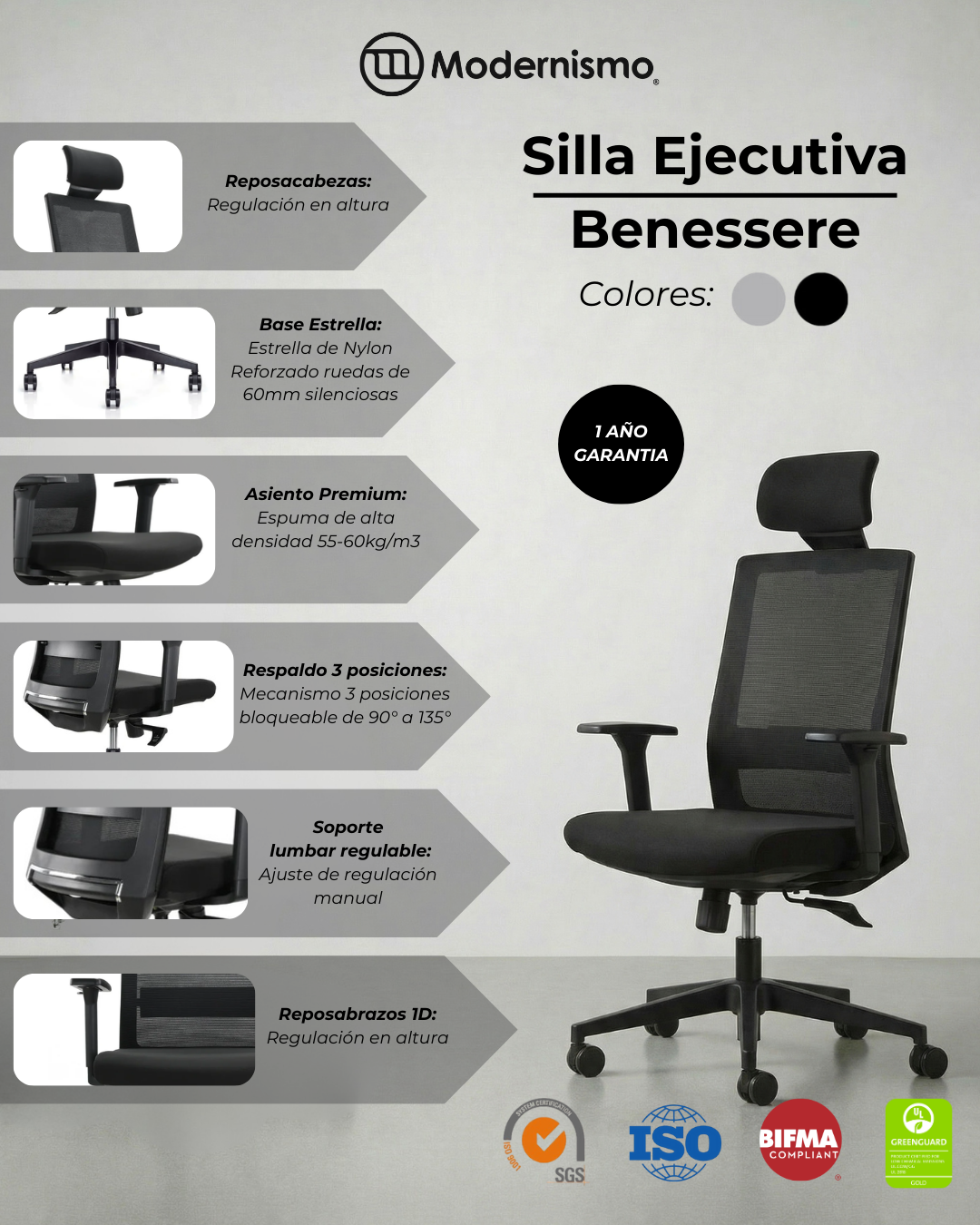 Silla Ejecutiva Premium de Oficina Benessere