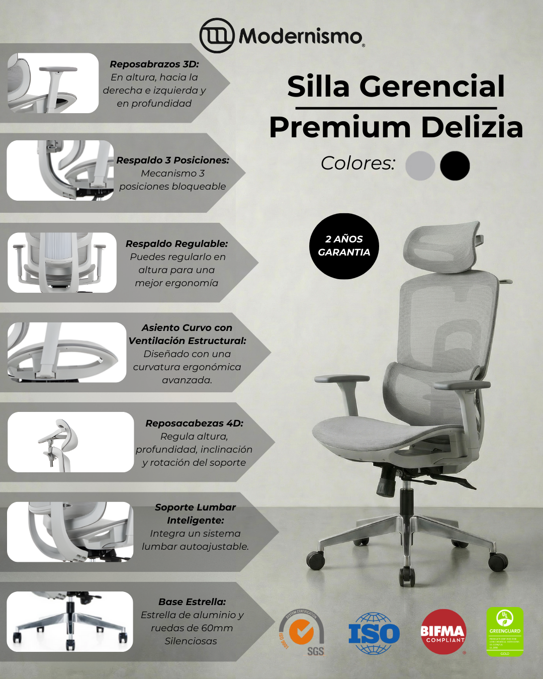 Silla Gerencial Premium de Oficina Delizia