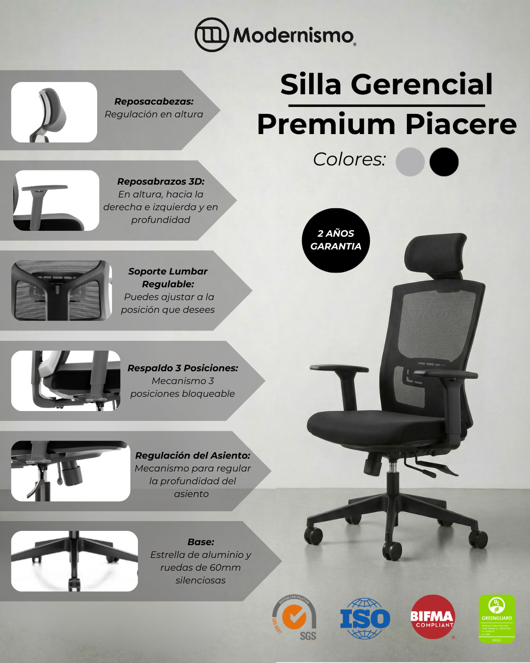Silla Gerencial Premium de Oficina Piacere