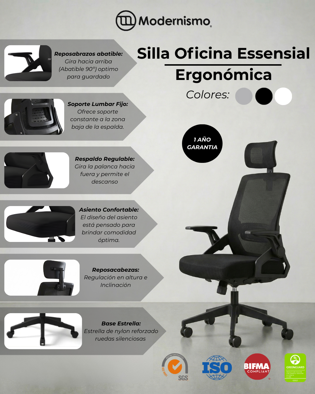 Silla Ejecutiva de Oficina Ergonomic Essential