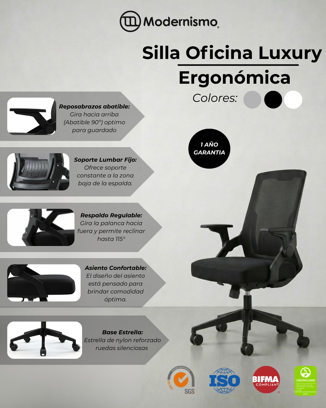 Silla Oficina Luxury Ergonómica