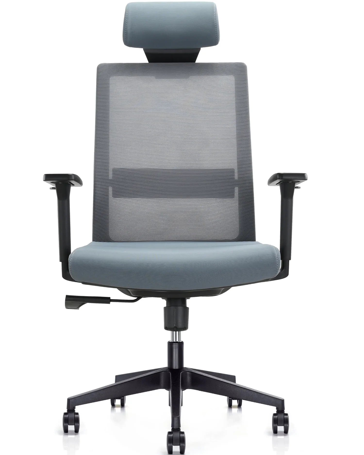Silla Ejecutiva Premium Benessere con asiento y respaldo en color gris, vista frontal