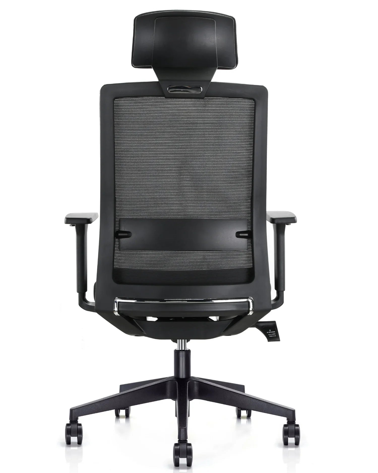 Toma posterior completa de la silla ergonómica Benessere premium con reposabrazos ajustables