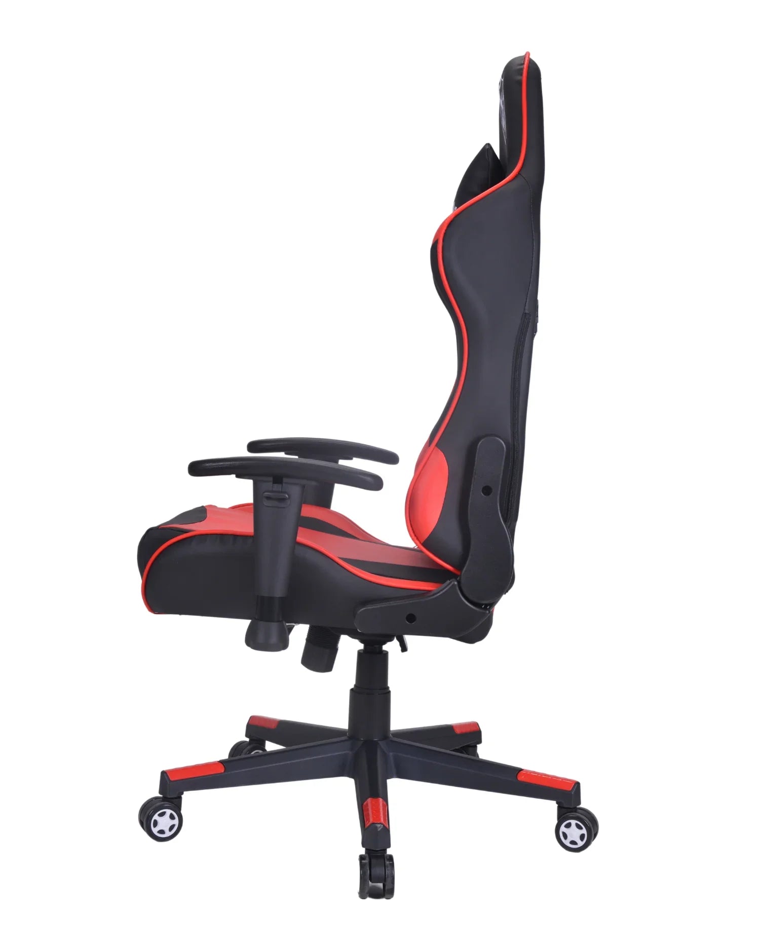 Perfil izquierdo de la silla gamer Warrior Red Mars, destacando su diseño ergonómico