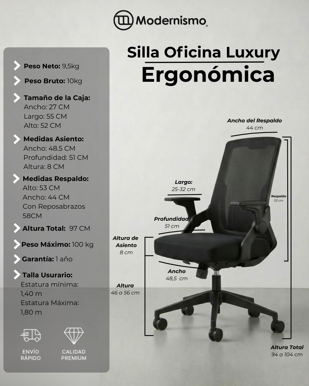 Silla Oficina Luxury Ergonómica