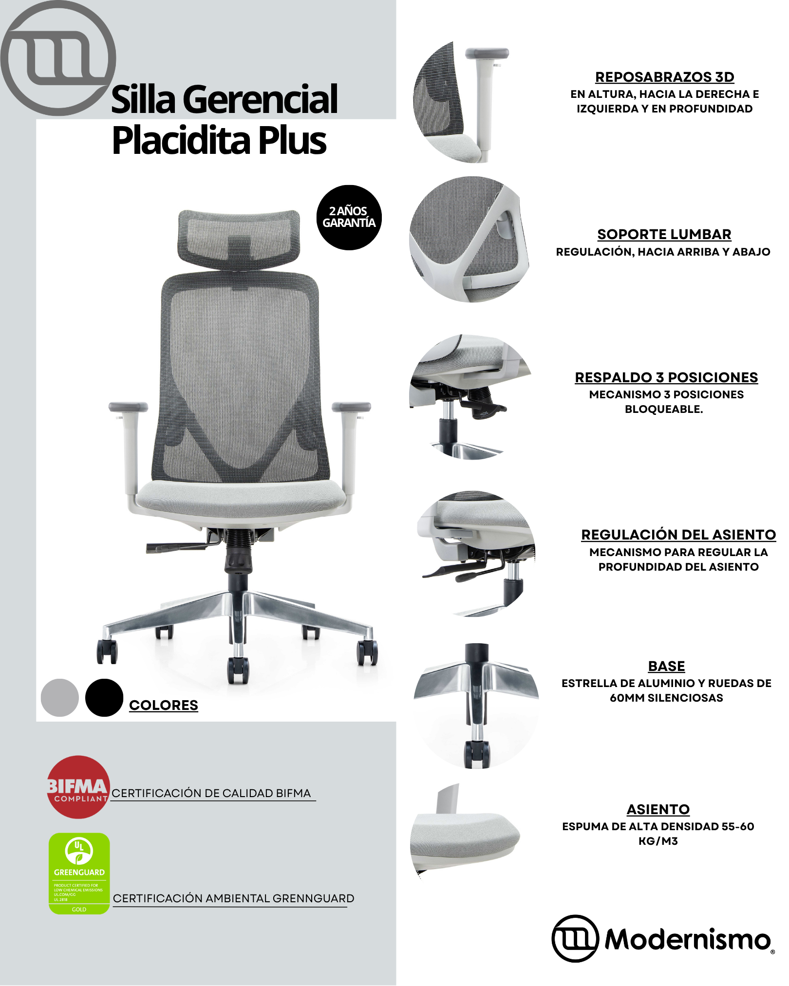 PREVENTA Silla Gerencial de Oficina Placidita Plus