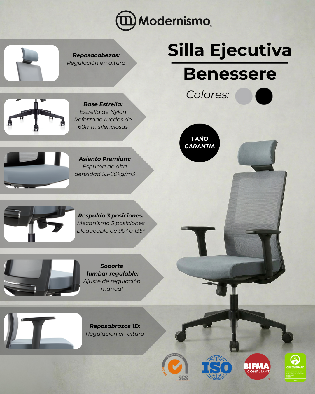 Silla Ejecutiva Premium de Oficina Benessere