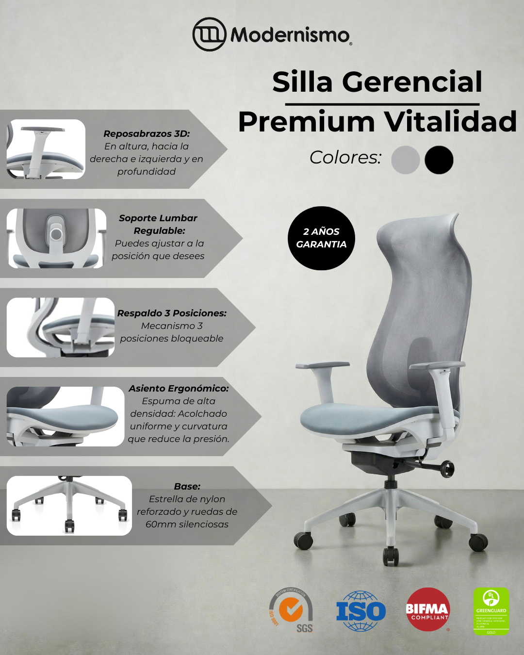 Silla Gerencial Premium de Oficina Vitalidad