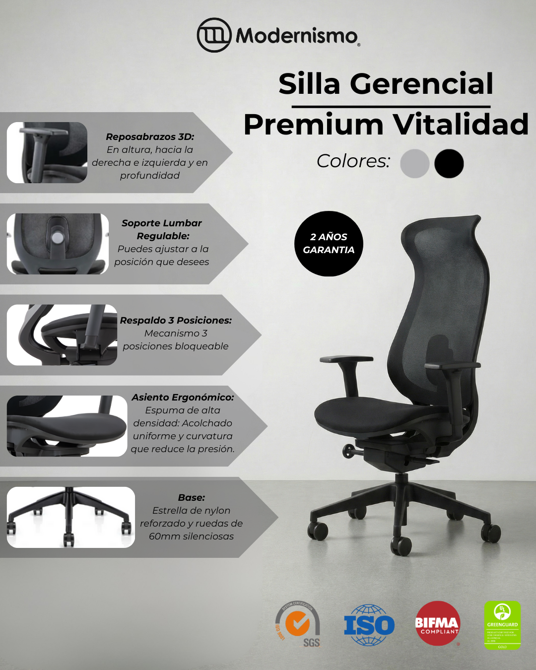 Silla Gerencial Premium de Oficina Vitalidad