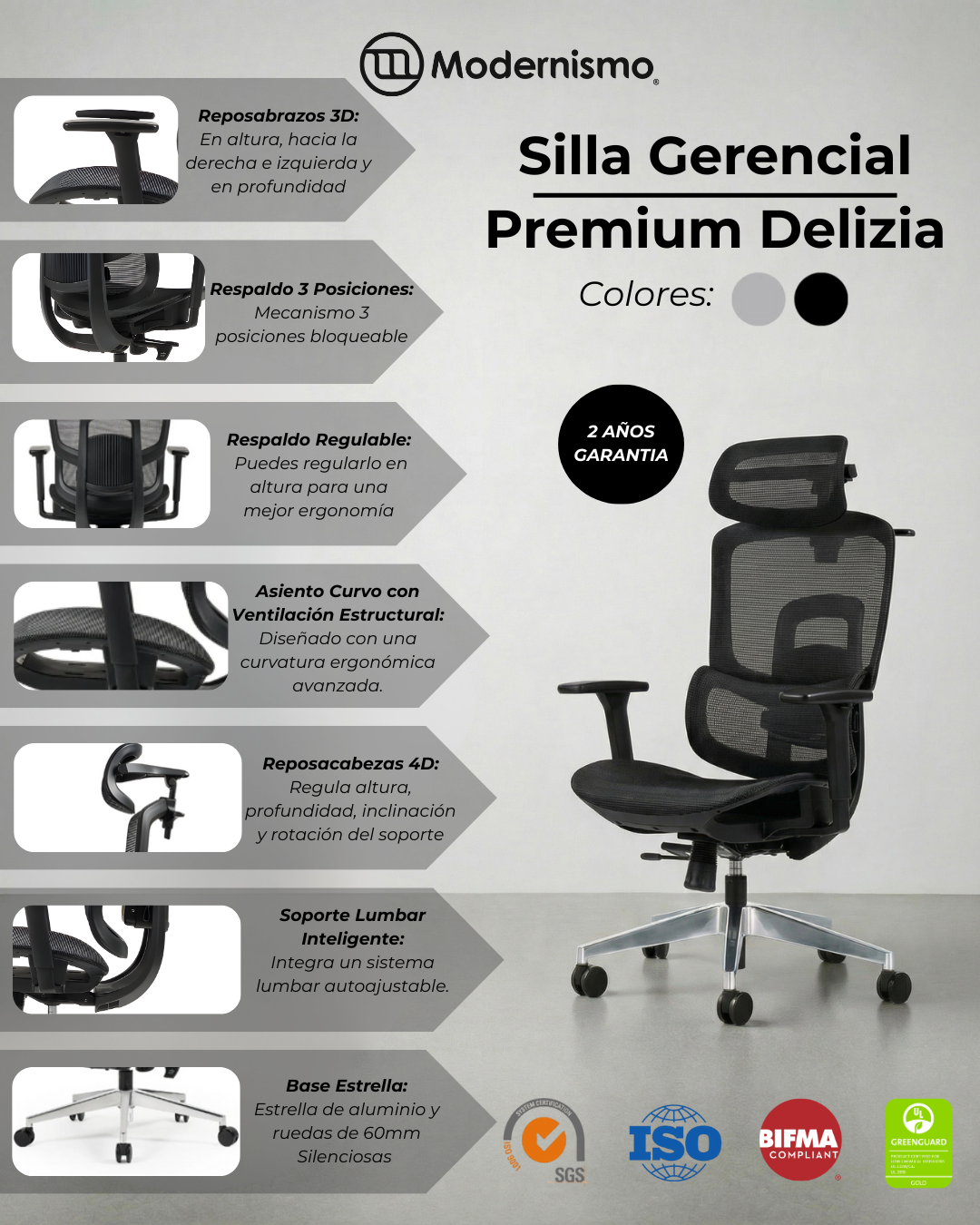 Silla Gerencial Premium de Oficina Delizia