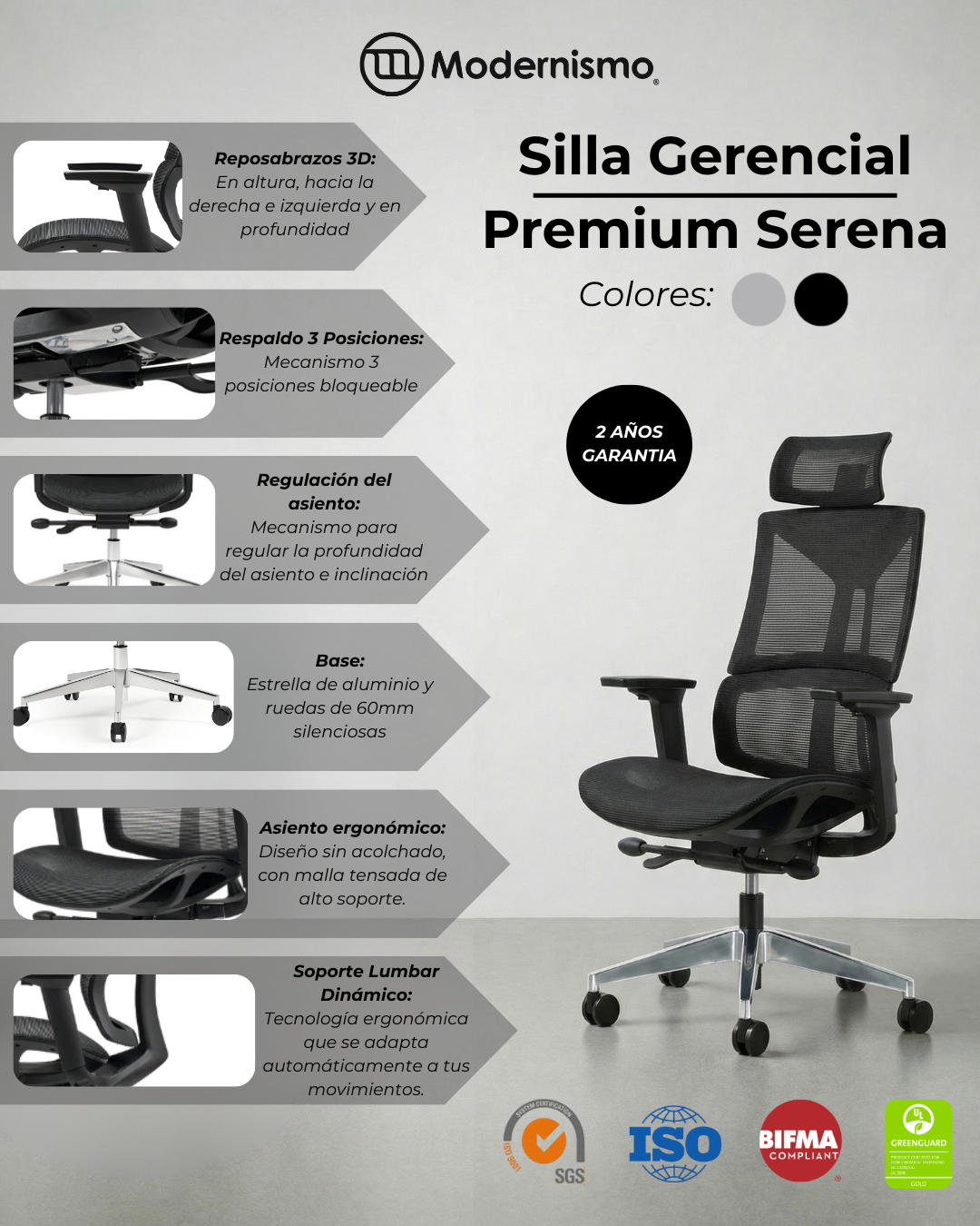 Silla Gerencial Premium de Oficina Serena