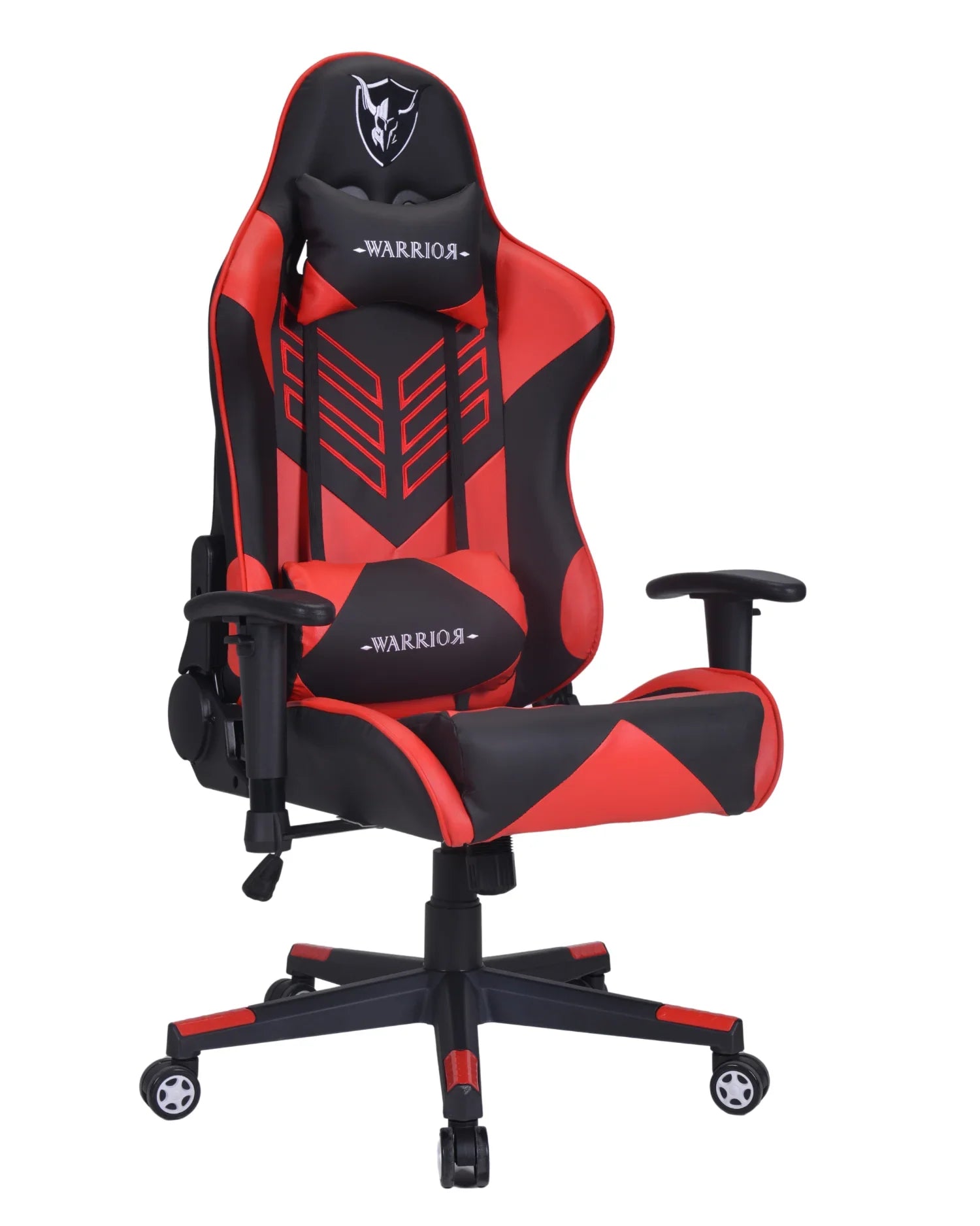 Vista en ángulo derecho de la silla gamer Warrior Red Mars, mostrando sus cojines
