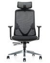 Vista frontal de la Silla Gerencial Placidita Plus en color negro con base cromada