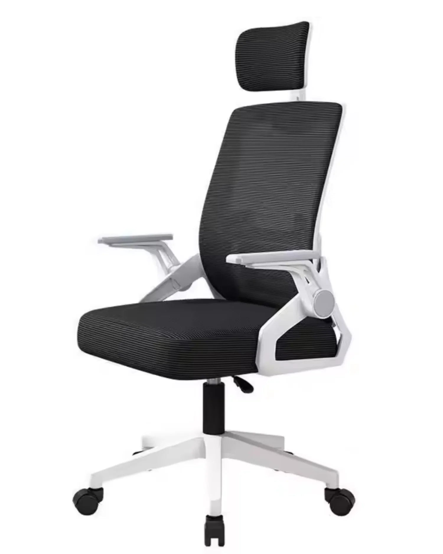 Silla ergonómica Essential con estructura gris con reposabrazos abatibles