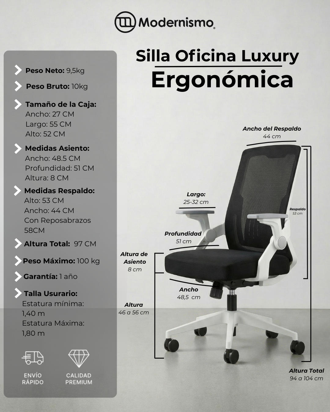 Silla Oficina Luxury Ergonómica