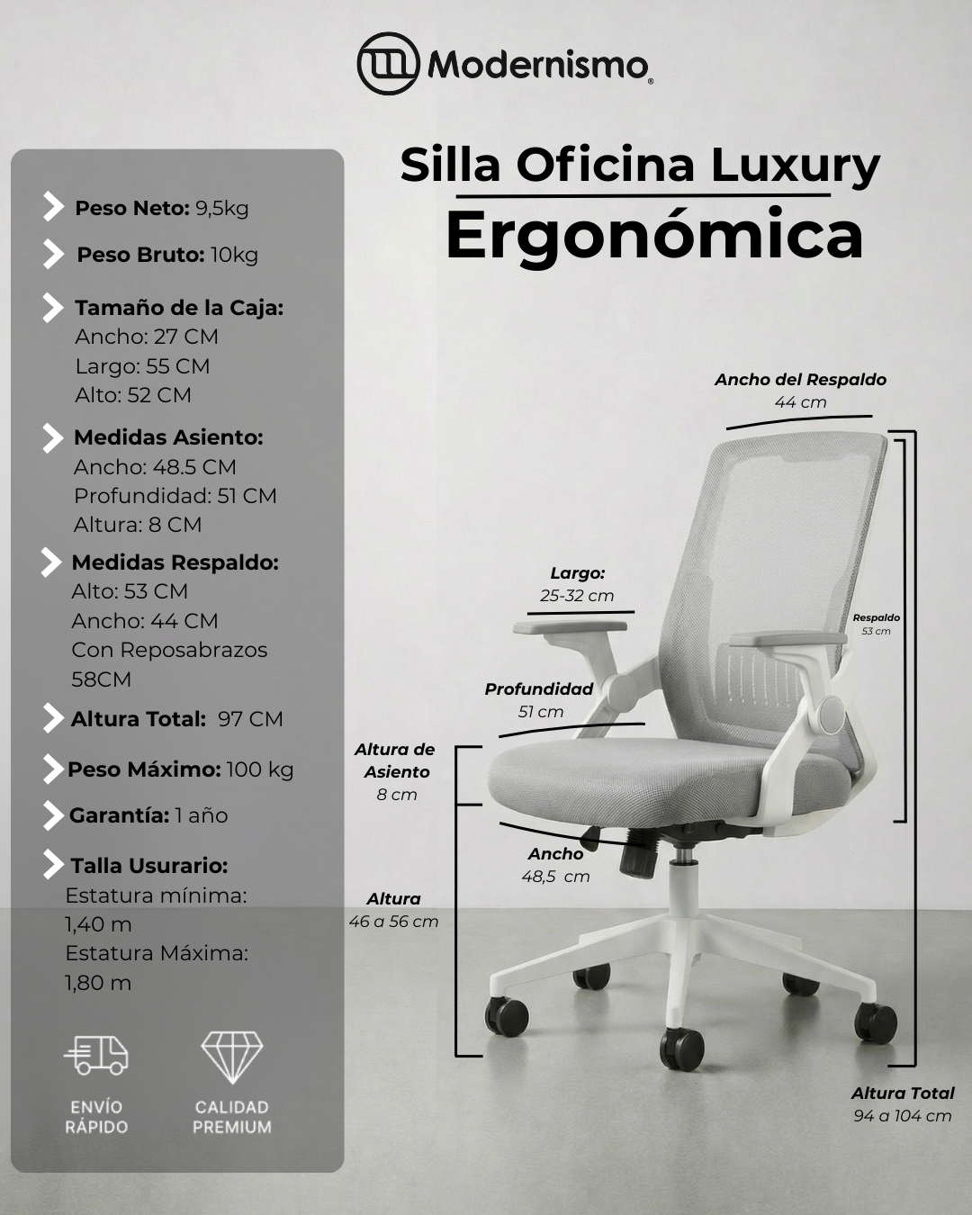 Silla Oficina Luxury Ergonómica