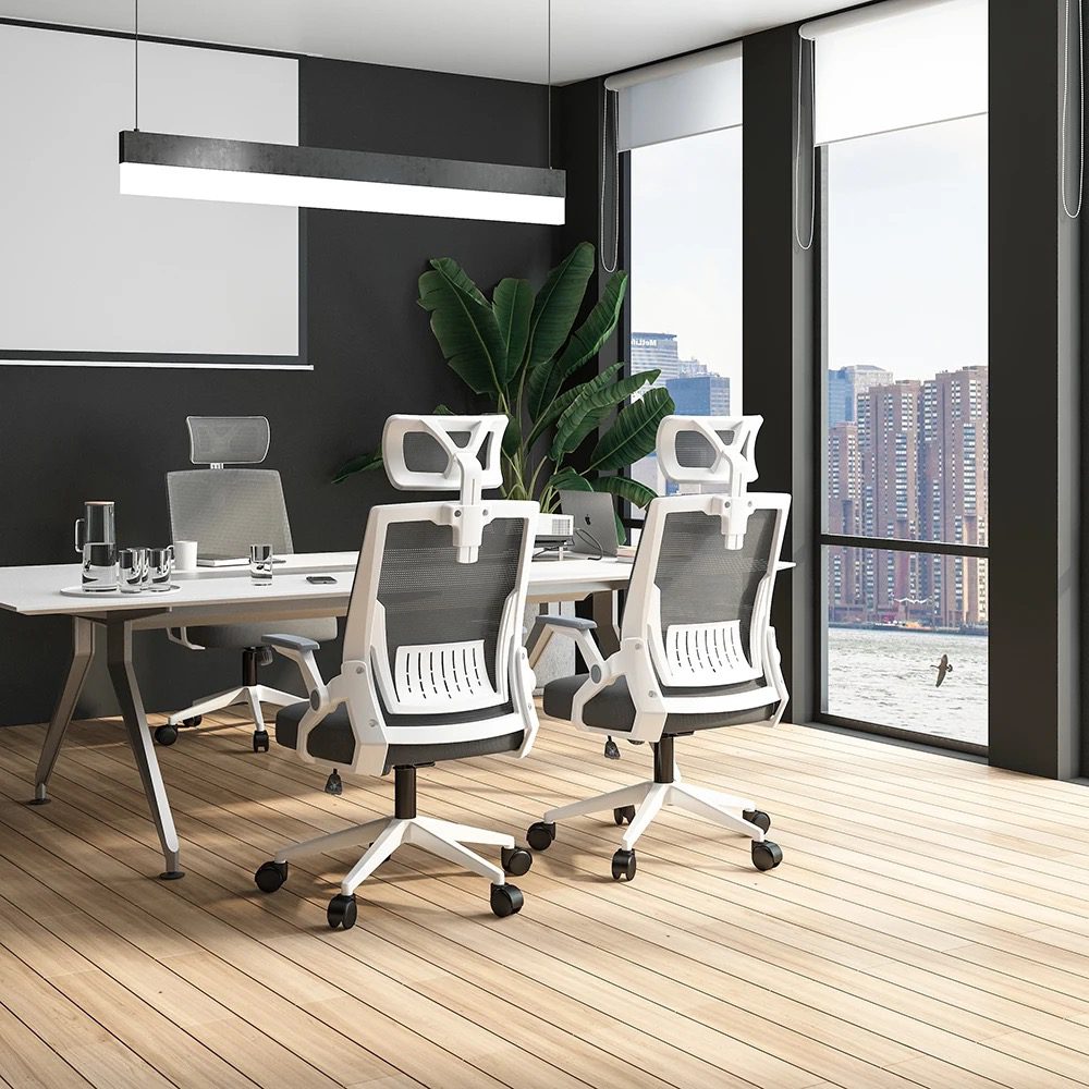 SILLA DE OFICINA EJECUTIVA ERGONOMICA BLANCO Y NEGRO