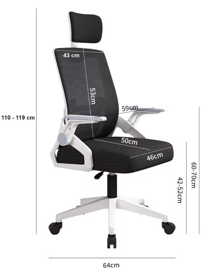 Silla Ergonómica de Oficina Essential Plus Blanco y Negro2